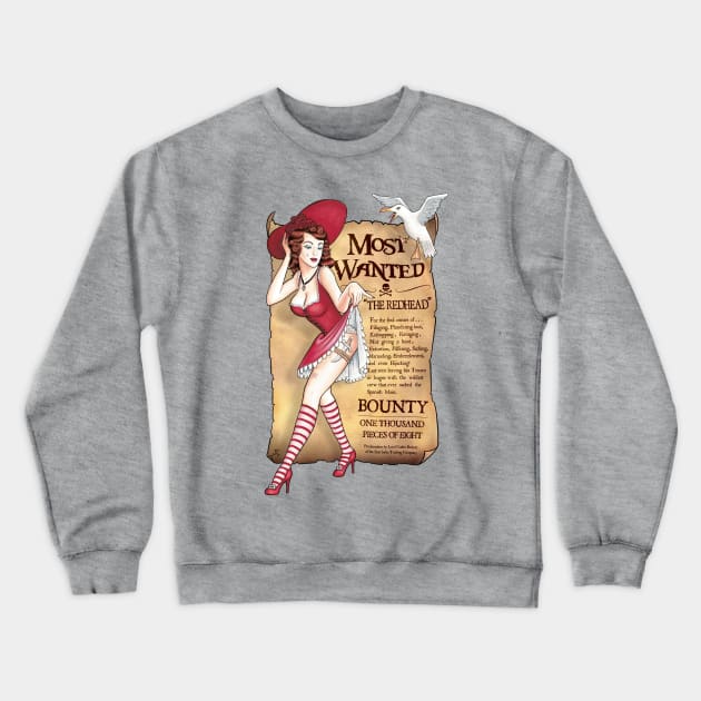 Redhead Pirate Pin-up Crewneck Sweatshirt by JMKohrs